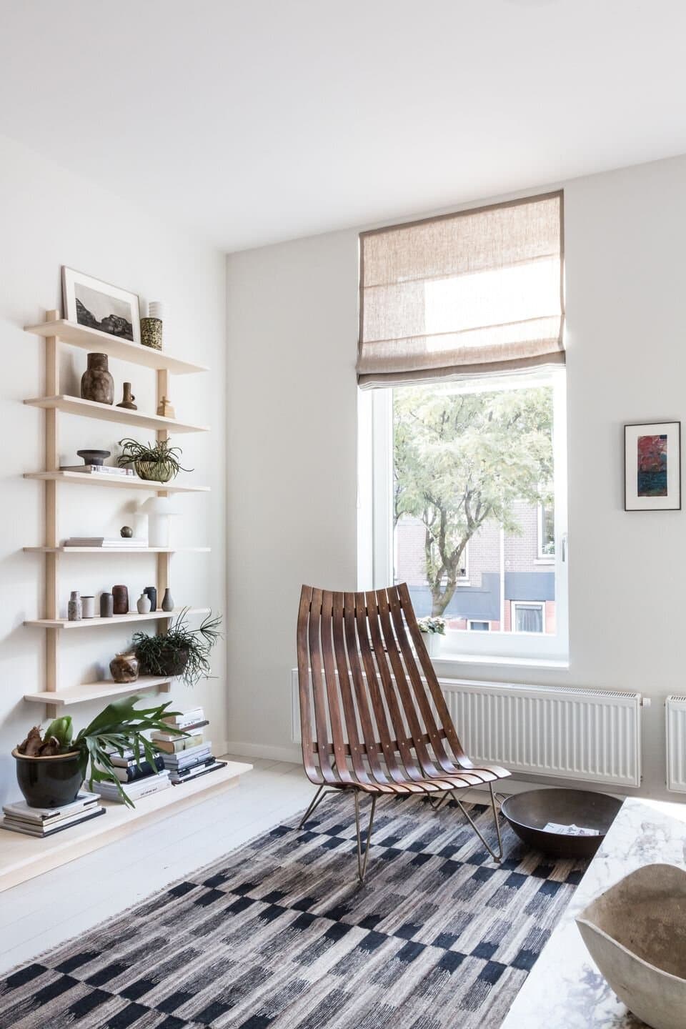this is a japandi inspired living room with natural elements