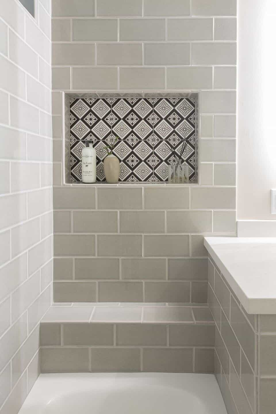 this is a project by nina jizhar with minimal and patterned tiles