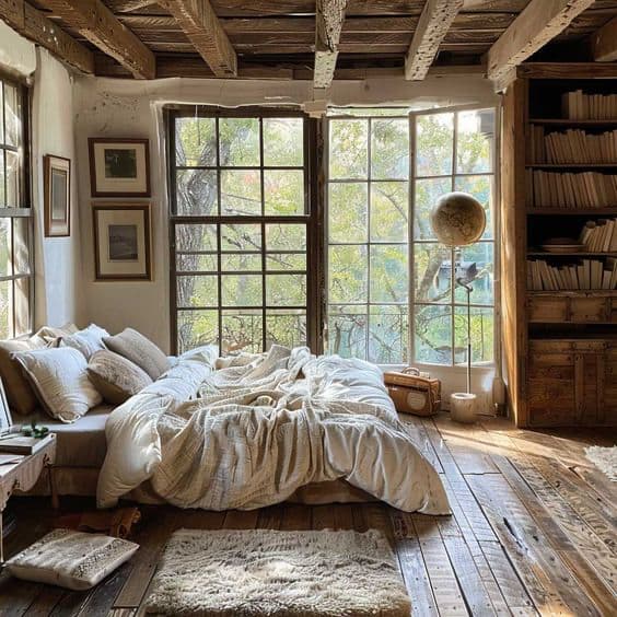 wooden floor in bedroom